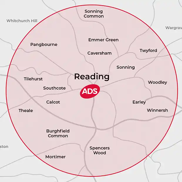 Picture of a Reading map and the areas ADS Integrated Pest Management covers