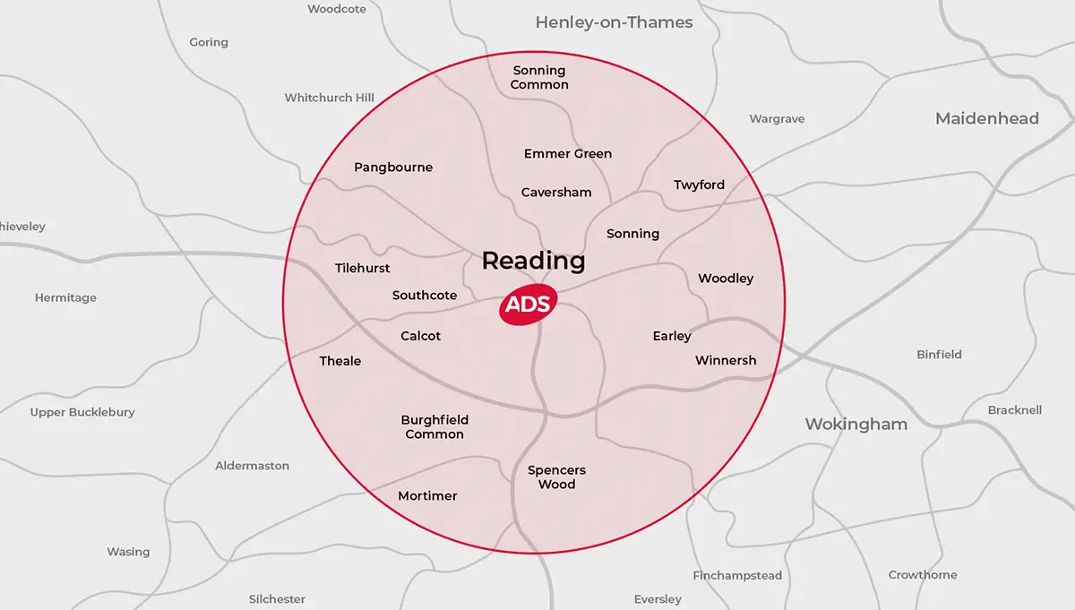 Picture of a Reading map and the areas ADS Integrated Pest Management covers